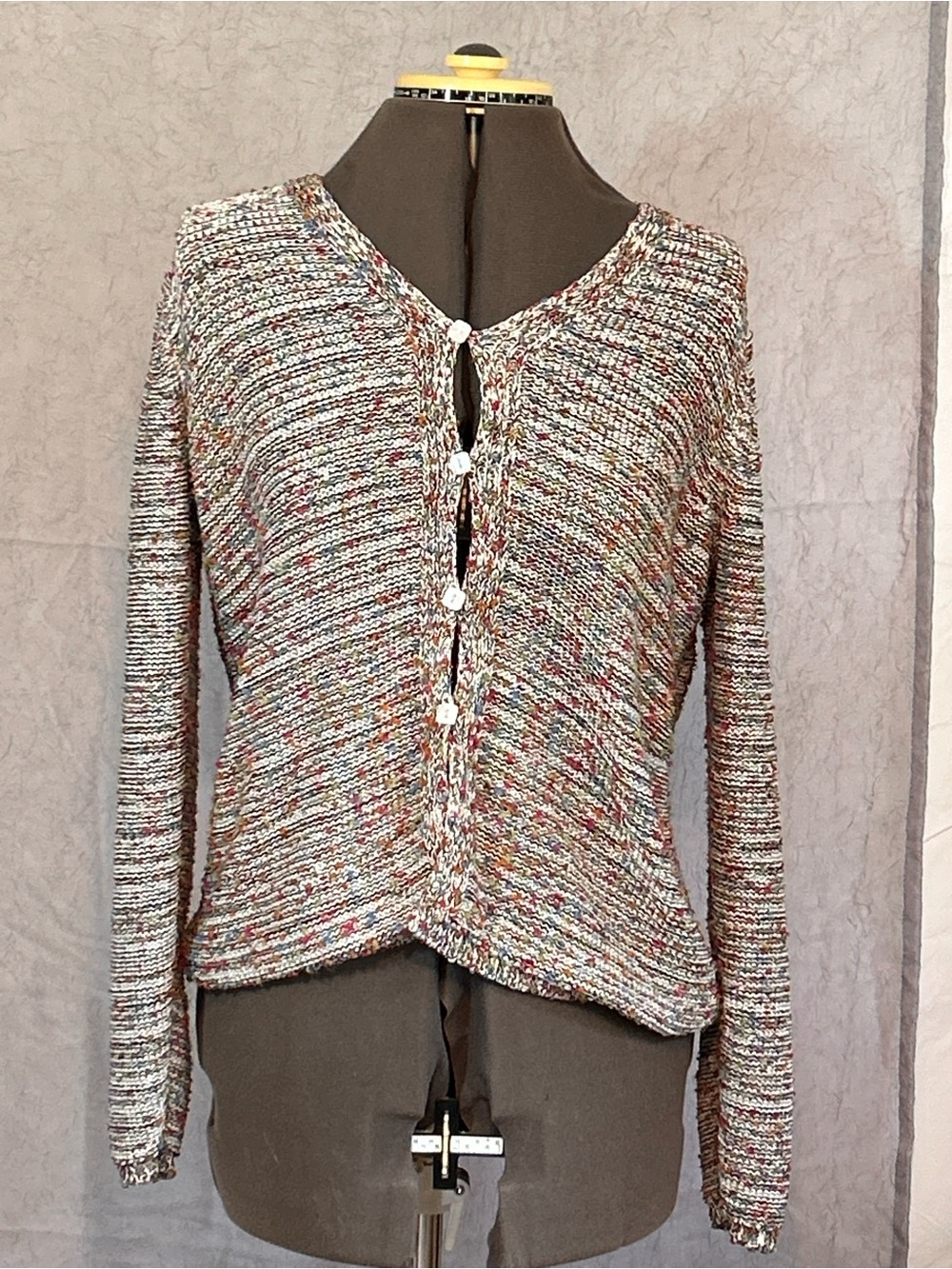JH Collectibles Multicolor Speckled Button-Front Knit Cardigan